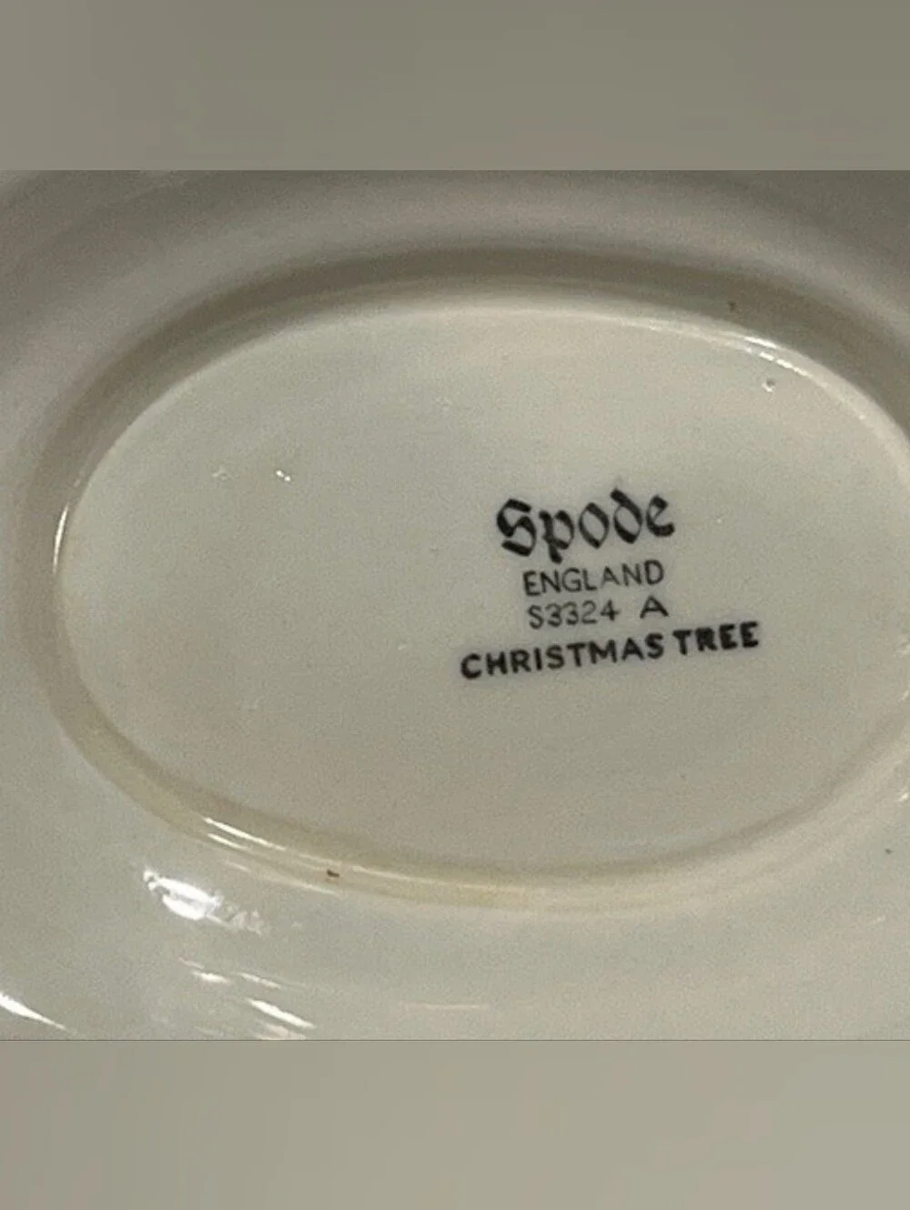 Vintage 1976 Spode Christmas Tree Gravy Boat Attached Stand Made In England EUC
